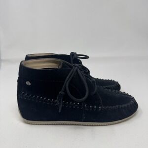 Hush Puppies HW06110-002 Black Suede Kinder Caribe Moccasin Booties Women's Sz 7
